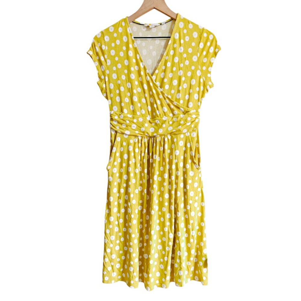 Boden Yellow Polka Dot Midi Dress - Picture 4 of 8
